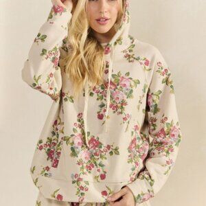 Floral French Terry Hoodie Top ONLY